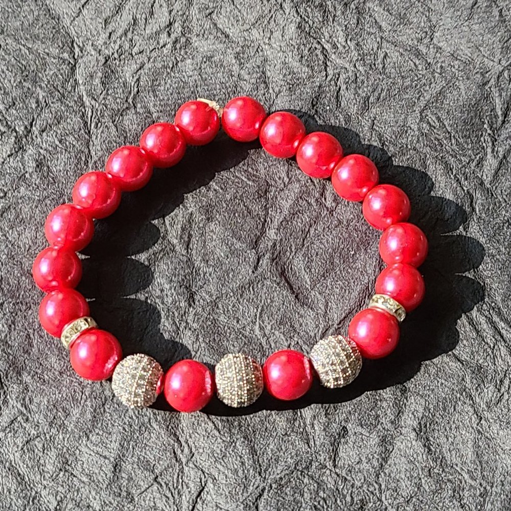 Pink Beaded Bracelet, Handmade beaded bracelet